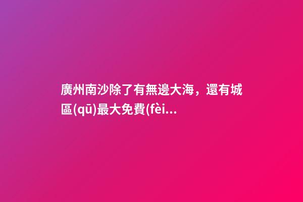 廣州南沙除了有無邊大海，還有城區(qū)最大免費(fèi)森林公園，名字拗口